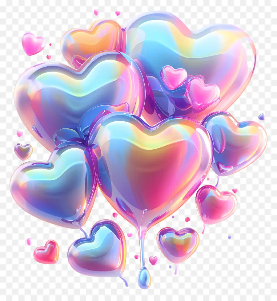 hearts balloons multicolored blue pink