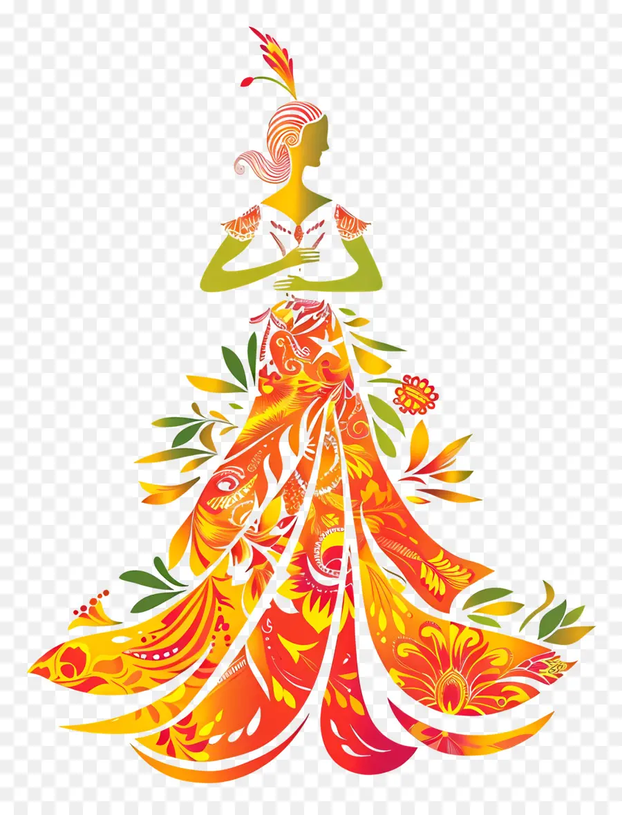 Gudi Padwa - Donna in abito elegante con fiore di loto