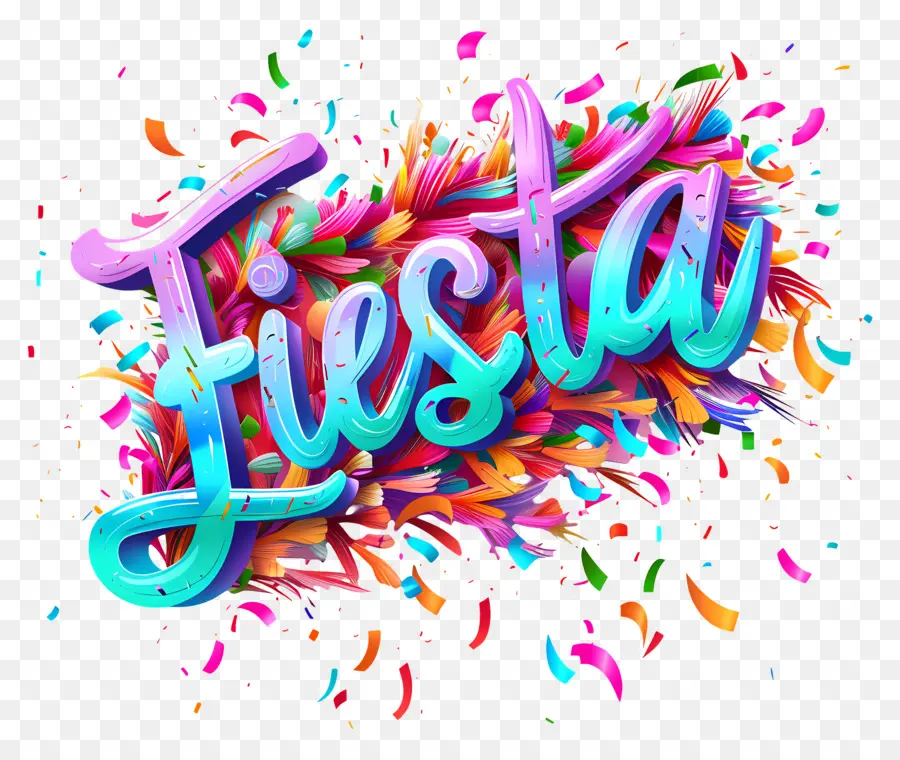 Fiesta Colorful Typographic Design Celebration coriandoli - Design tipografico colorato 