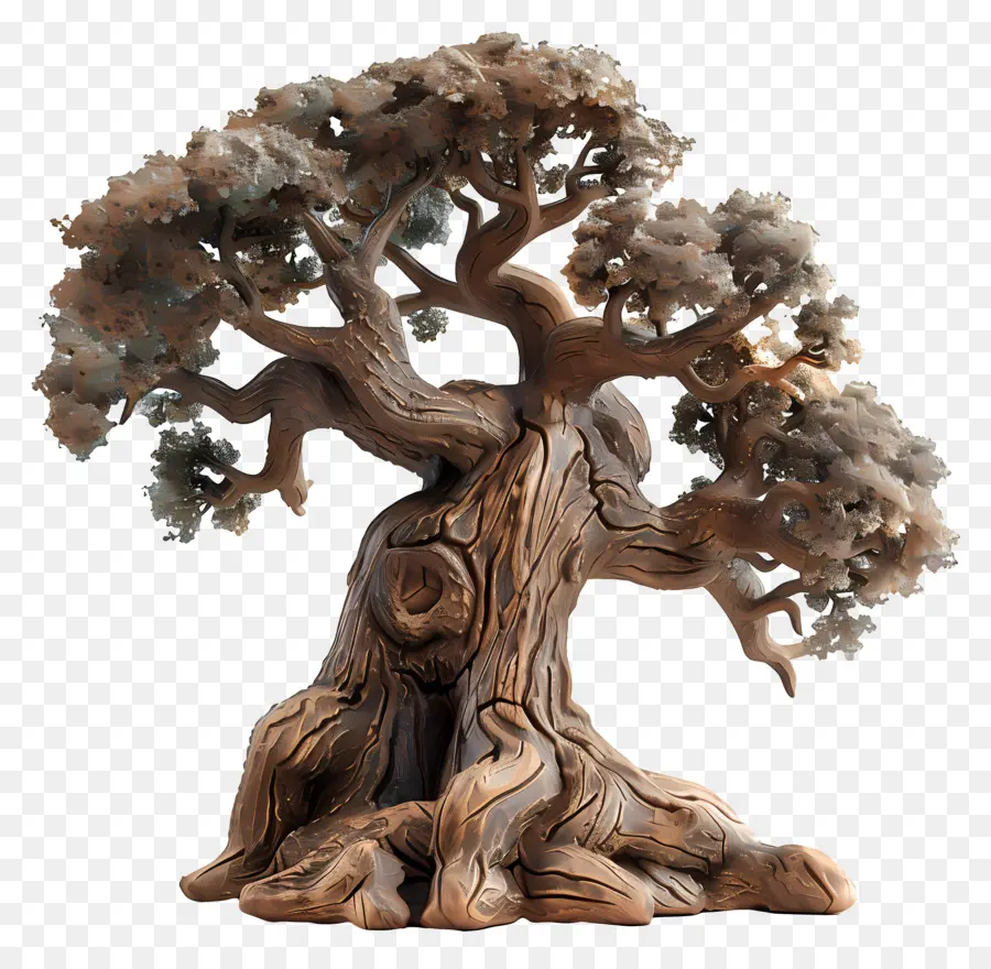 albero di quercia - Albero antico, misterioso, coperto di muschio con radici nodose