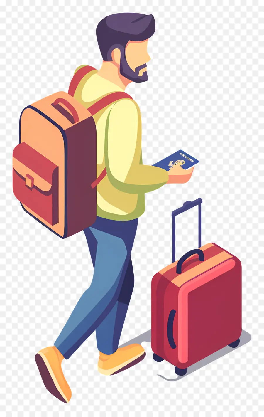 travel man walking luggage backpack