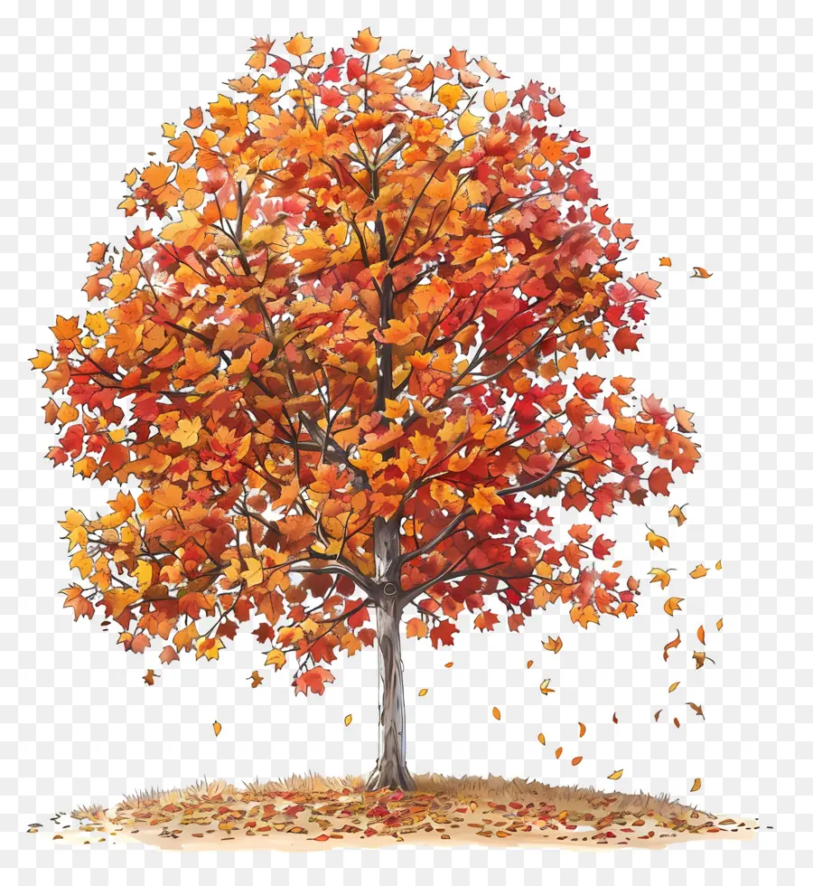 Roter Ahornbaum - Roter Ahornbaum in Herbstblättern, Schatten