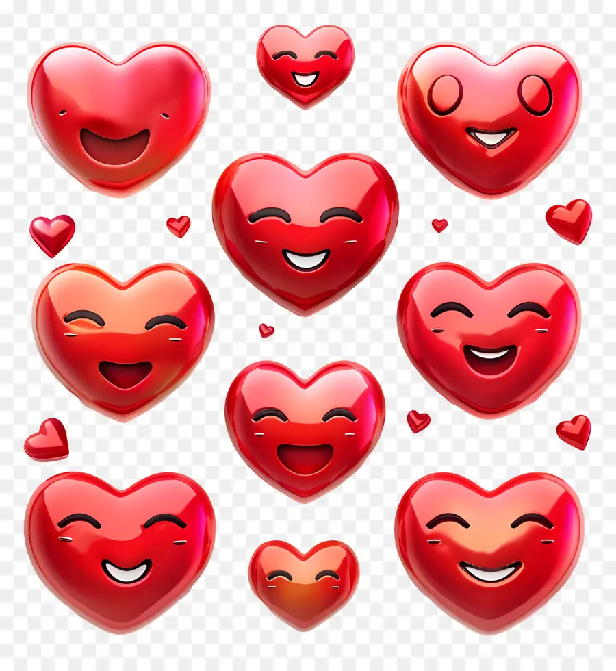 glückliches Gesicht - Rote Herzen mit verschiedenen Gesichtsausdrücken