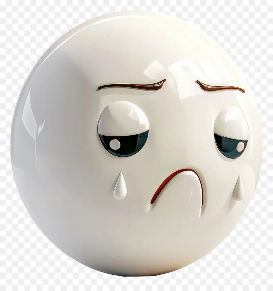 weinende Gesicht Traurigkeit Enttäuschung Augen lange Wimpern - Trauriges weißes kugelförmiges Objekt mit großem Auge