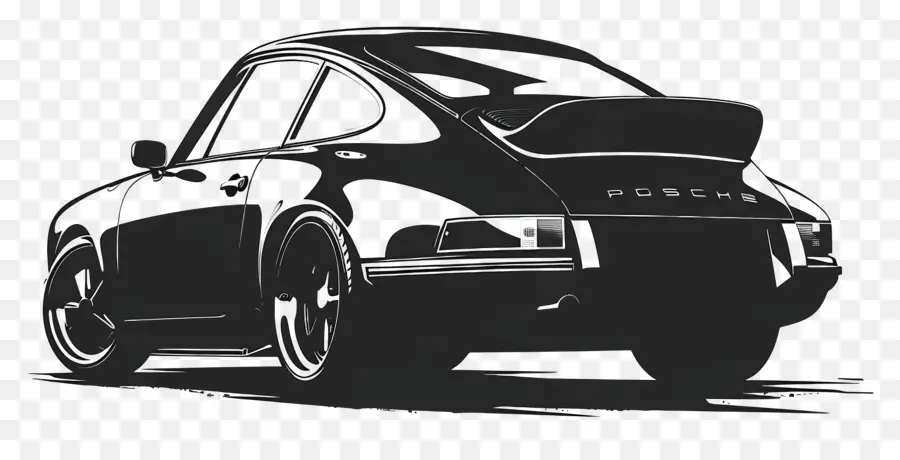 Porsche Silhouette Vintage Sportwagen 1970er Jahre Auto Silhouette stromlinienförmiger Körper - Schlank, 1970er Sportwagen Silhouette auf dunklem Hintergrund