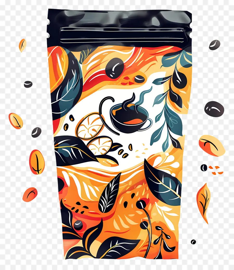 Kaffeebohnen - Papiertüte mit Kaffeebohnen und Nüssen