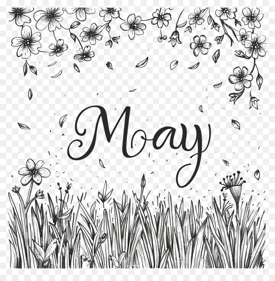 Hallo Mai abstrakte Kunstblumenzeichnungen Nature Illustration Wildblumen - Abstrakte Blumenzeichnungen auf einem dunklen Hintergrund