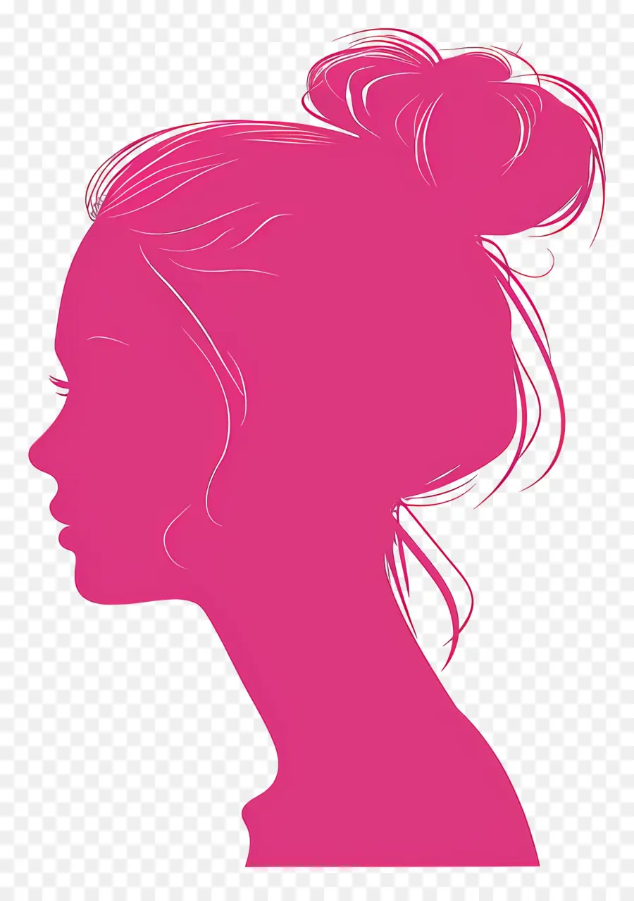 Pink Barbie Head Silhouette Woman Face Silhouette Hair - Hình bóng của người phụ nữ với búi tóc