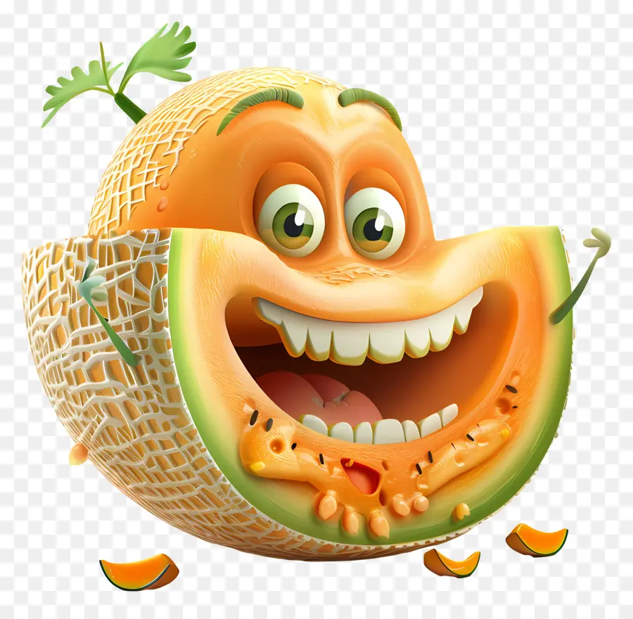 Mango - Lächelnder Cartoon -Charakter hält sich glücklich aufgeteilte Mango