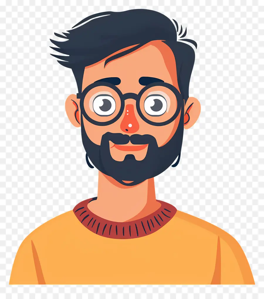 bicchieri - Uomo felice in occhiali, barba, outfit casual