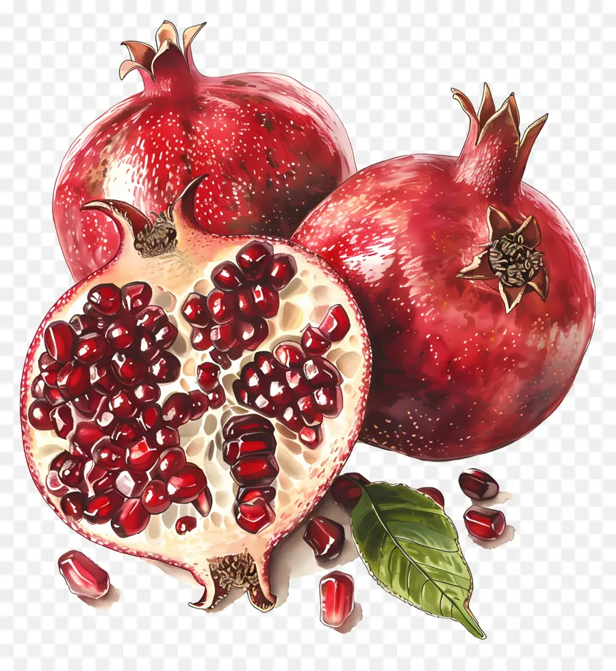 Pomegranates Semi di carne rossa di frutta di pera - Close-up Immagine in bianco e nero di pera