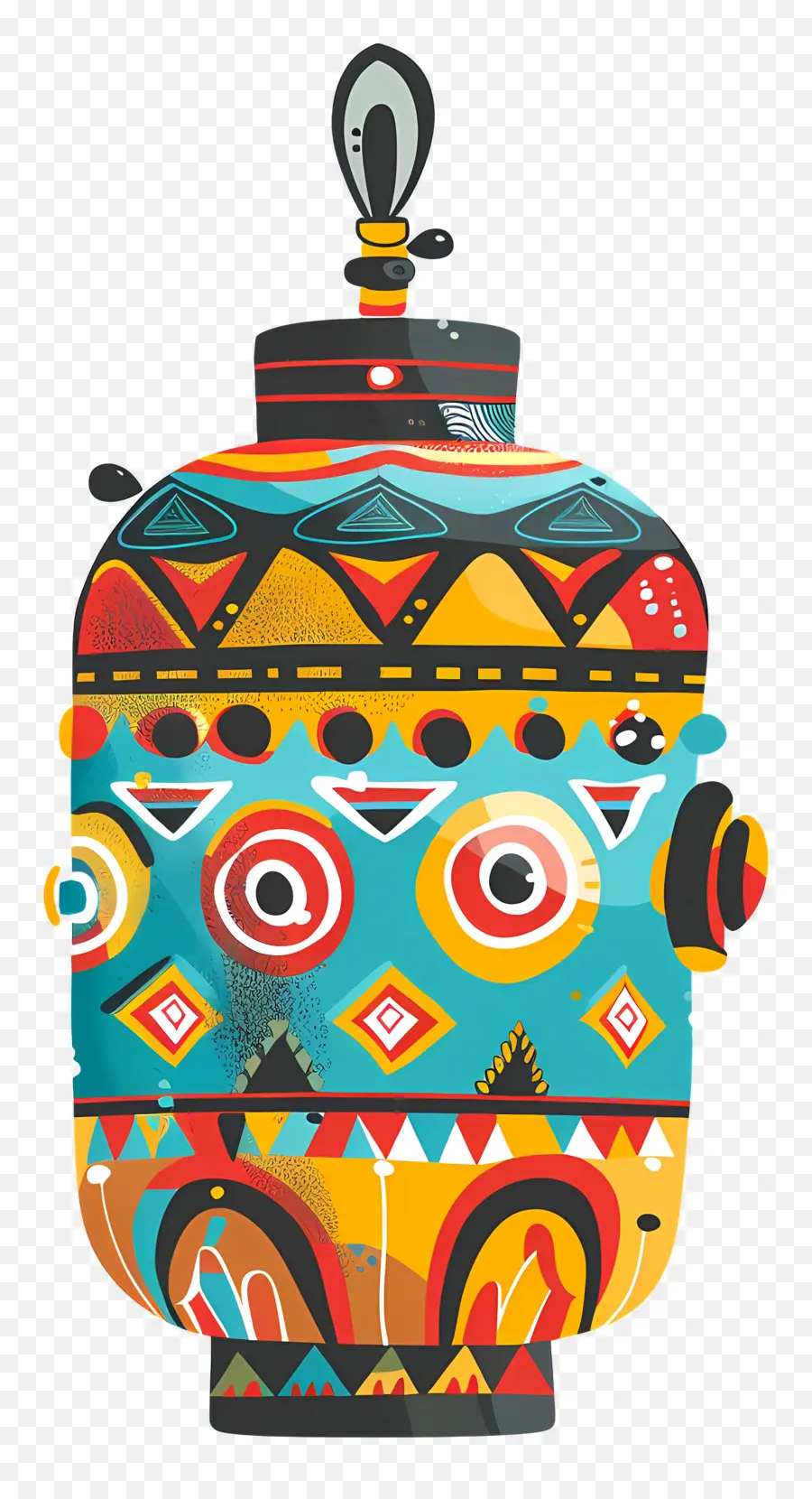 gas cylinder colorful geometric patterned eyes