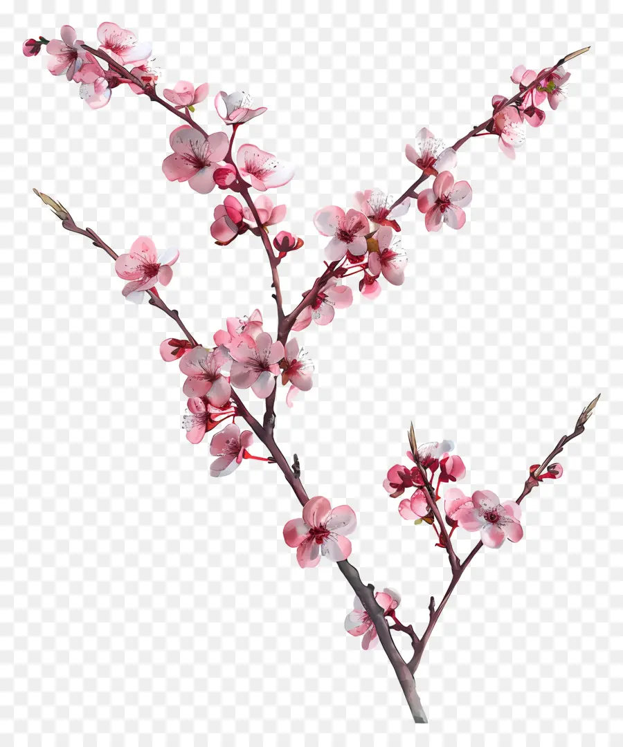 Kirschblüte - Rosa Kirschblütenzweig in Luft, Federblüten