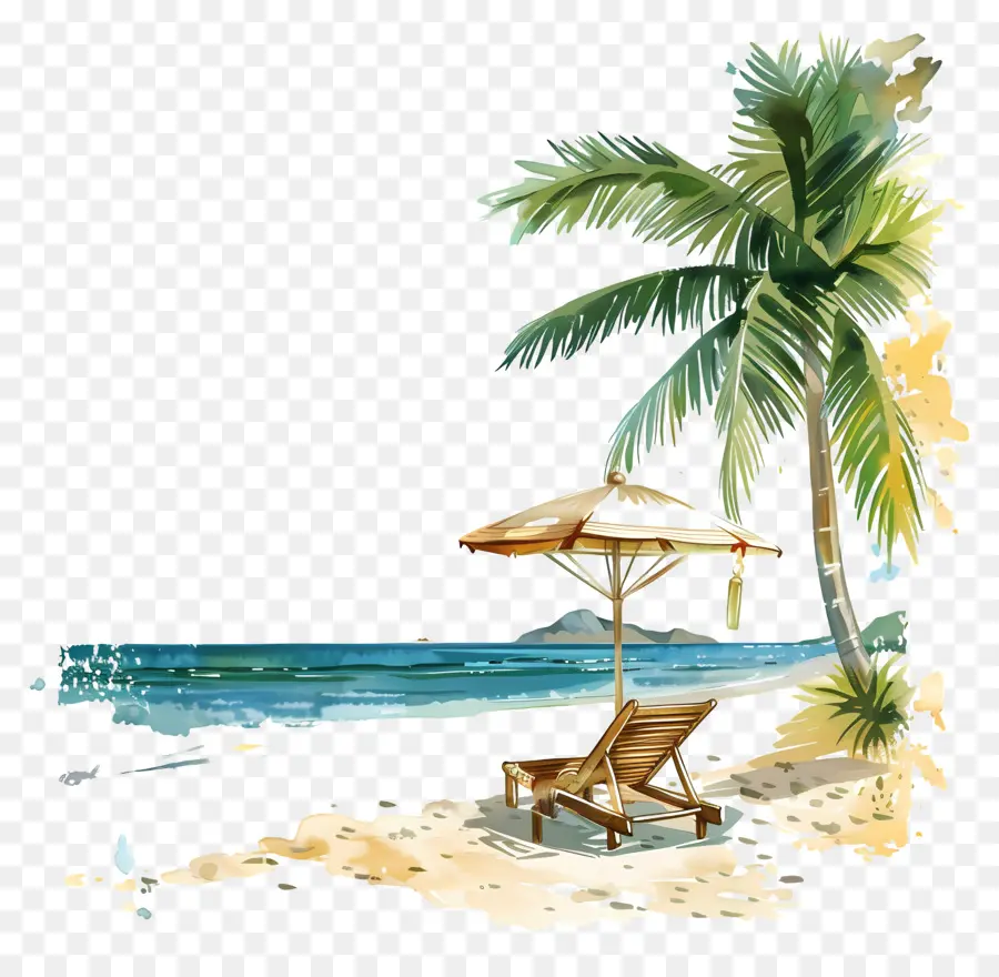 kỳ nghỉ hè - Khung cảnh bãi biển nhiệt đới với cây cọ