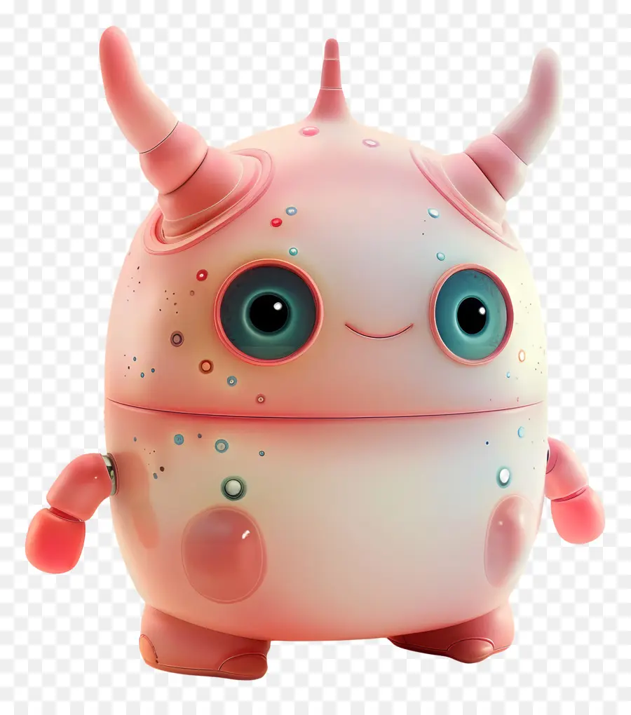 Monster carino creatura carina carattere rosa Occhio di grandi dimensioni - Creatura rosa con buchi, grandi occhi, orecchie