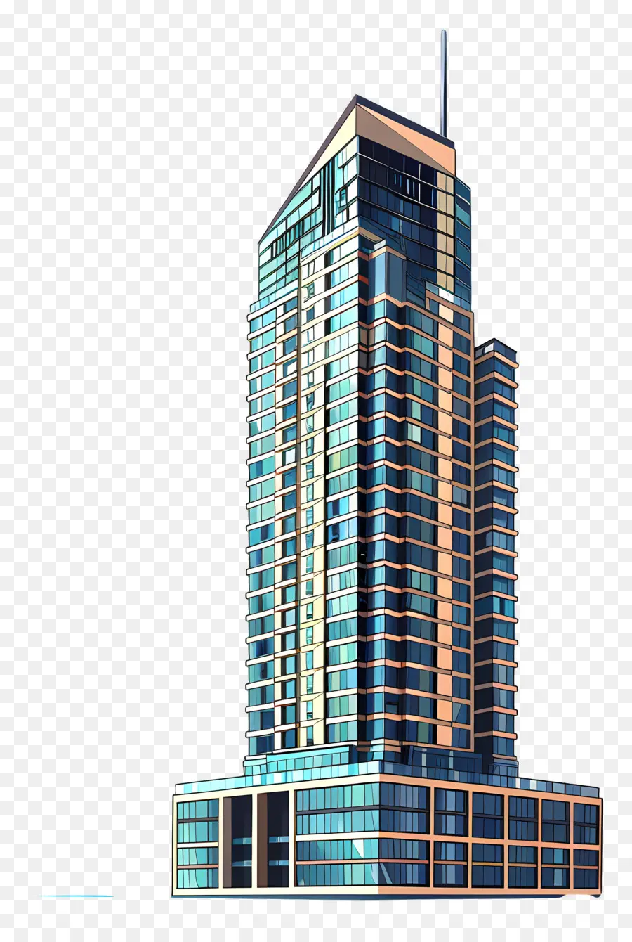Tàu vũ trụ Kiến trúc hiện đại bằng thép mặt tiền và bảng màu xanh bê tông - Cao, nhà chọc trời hiện đại với bảng màu xanh