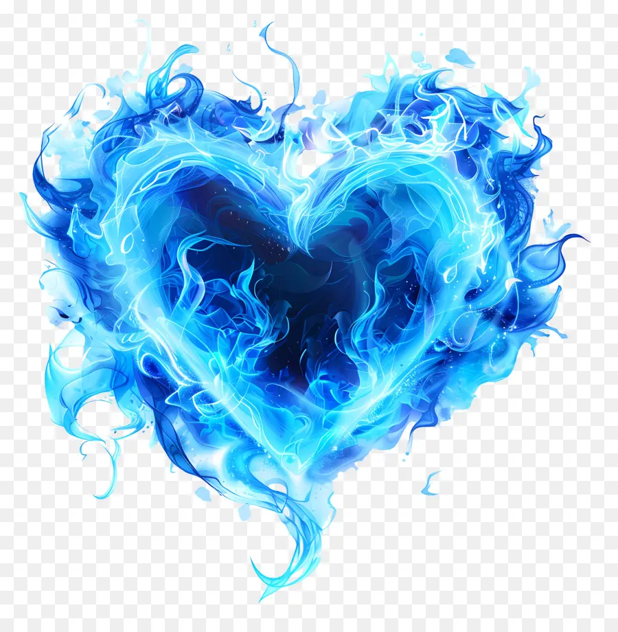 Fuoco blu - Fuoco blu a forma di cuore circondato da fiamme