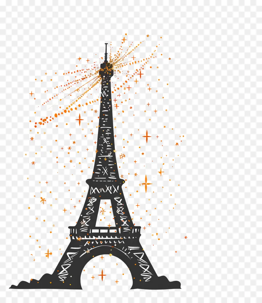tháp eiffel - Tháp Eiffel sáng lên với pháo hoa
