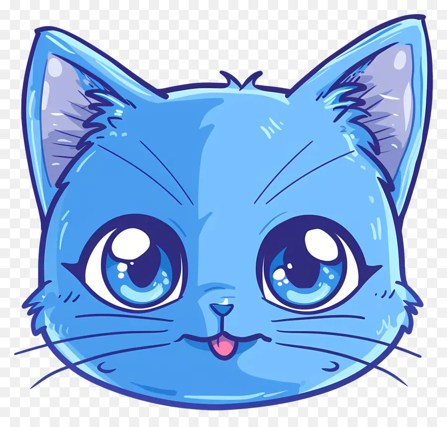 Valuto blu Cat Cartoon Blu Cat Oyes Oyes Attremate Naso Big Ciglia - Faccia con gatto da cartone animato blu con espressione amichevole