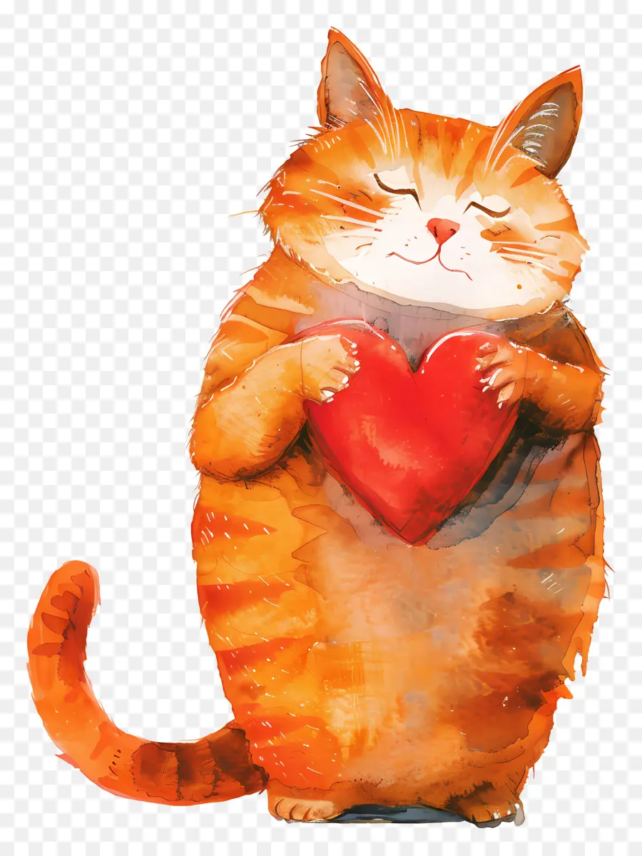 giữ bình tĩnh - Con mèo ôm trái tim, trông bình tĩnh và mỉm cười