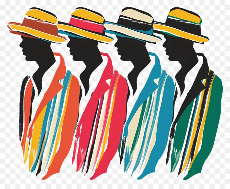 barbershop quartet striped shirts colorful hats men's fashion fashion trends