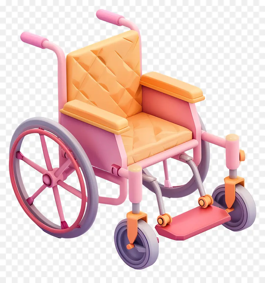 Rollstuhlfahrerbehinderungstechnologie -Mobilitätshilfe für Rollstuhlfahrerbehinderungen - Rollstuhl mit rosa und orangefarbenen Akzenten