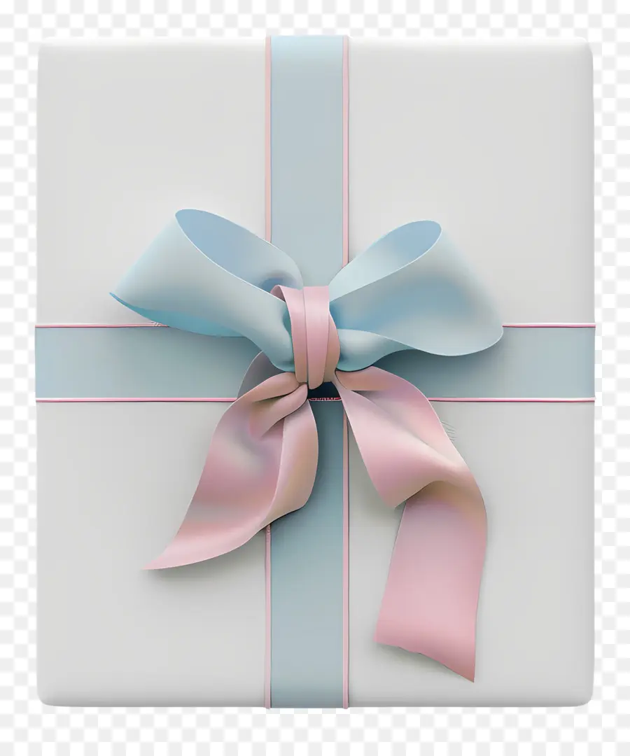 sfondo bianco - Bow blu e rosa su regalo