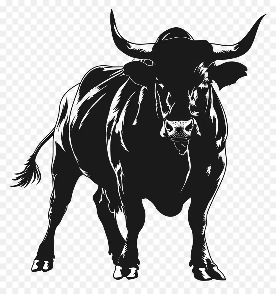 toro silhouette toro silhouette corni maestosi - Silhouette di potente toro maestoso con le corna