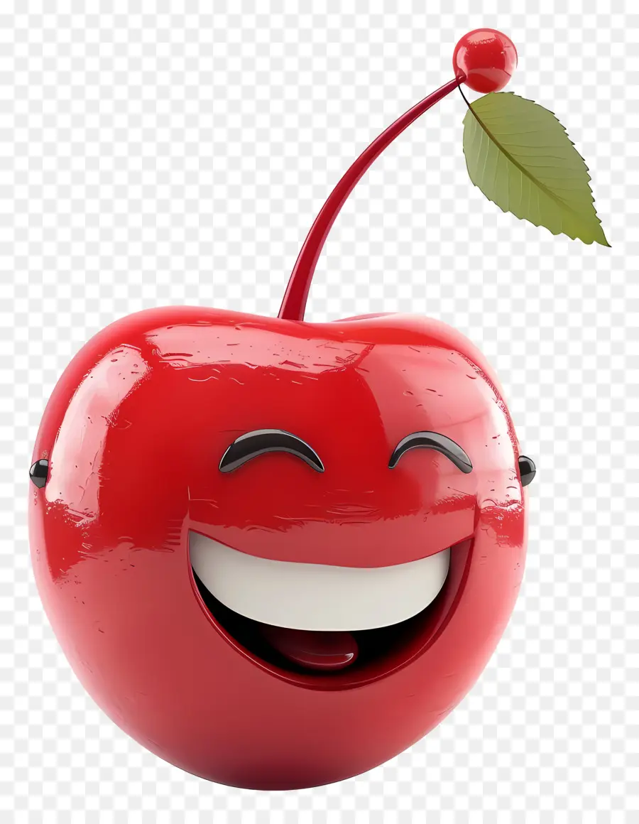 xanh lá - Cherry hoạt hình với nụ cười và nơ cà vạt