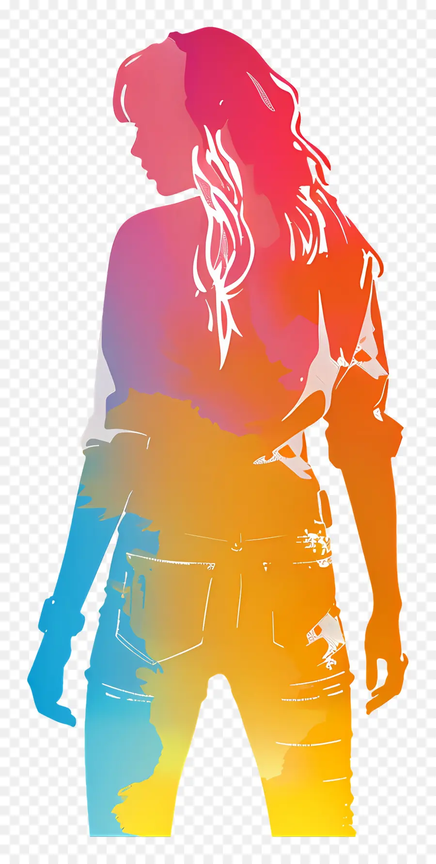 Aufkleber Taylor Swift Silhouette Digitale Kunst Frau Silhouette lebendige Farben Profilporträt Porträt - Lebendige Profil -Silhouette mit Neonfarben