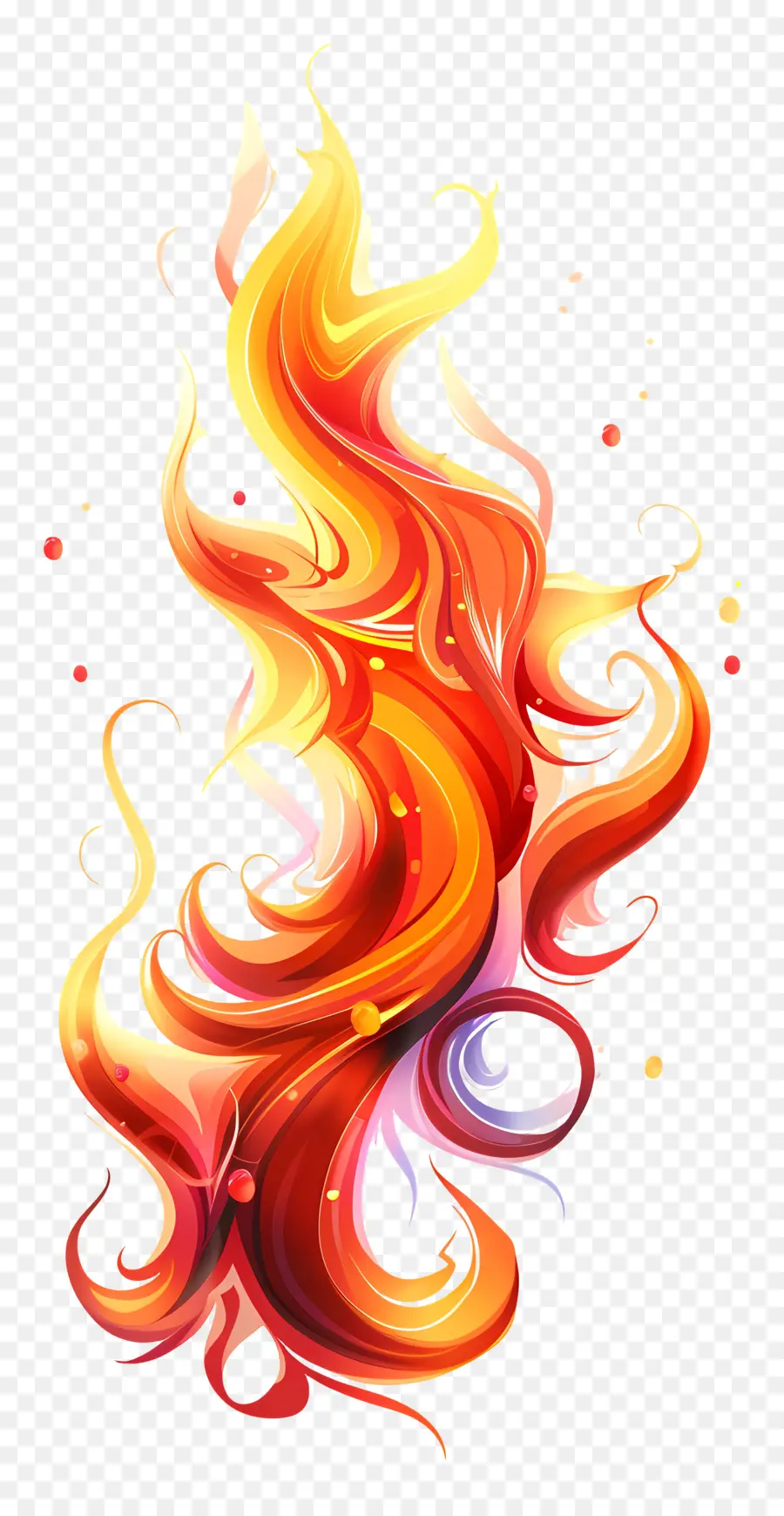 Feuer Flamme - Bunte animierte Flammen platzen vor schwarzem Hintergrund
