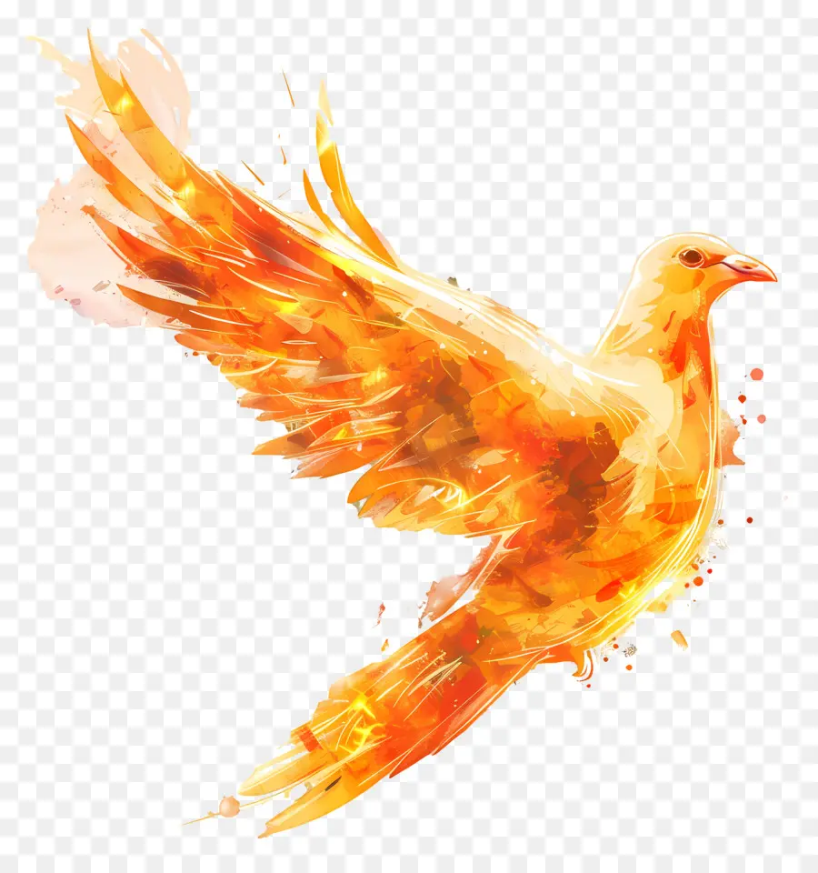 Flügel - Lebendiger orangefarbener Vogel, der durch die Luft schwebt