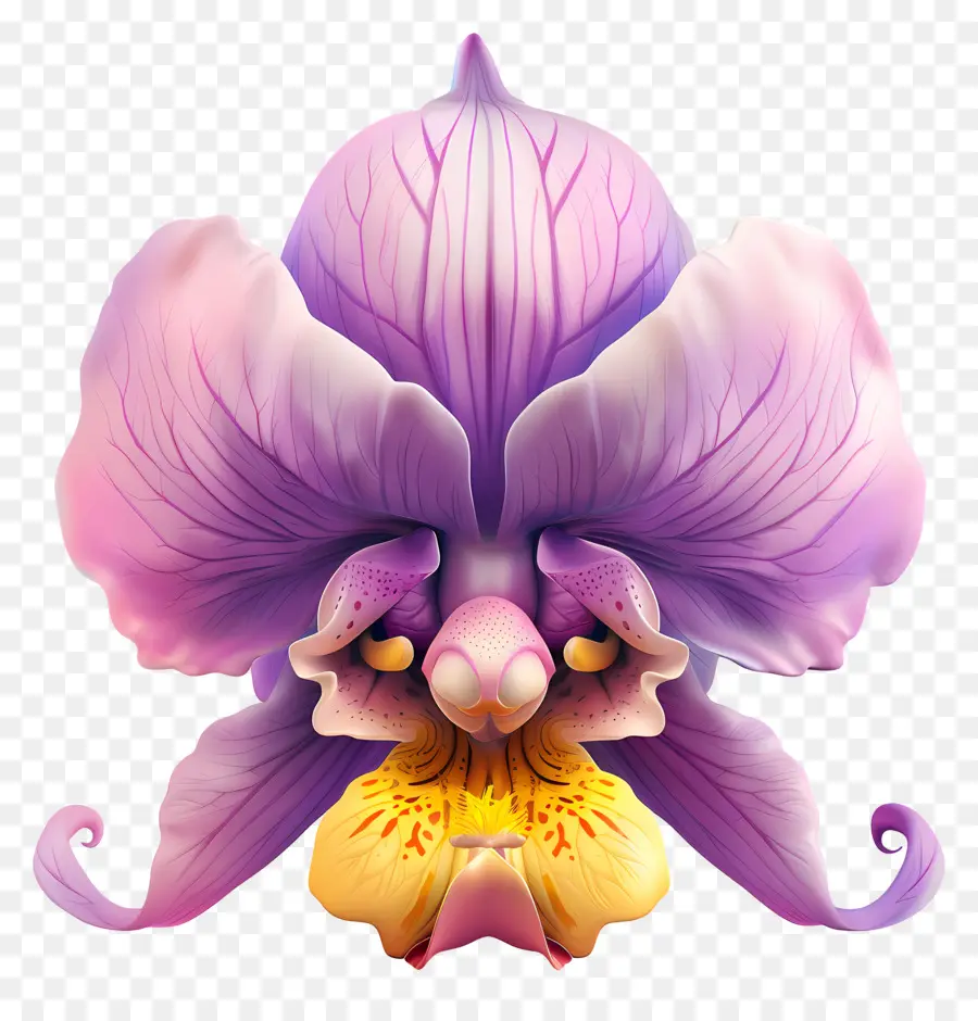 Fiori di cartoni animati 3D Orchide Flower Giallo petali - Primo piano del delicato fiore di orchidea gialla