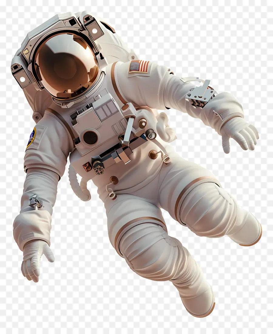 Astronaut - Realistischer weißer Astronaut im orangefarbenen Raumanzug schweben