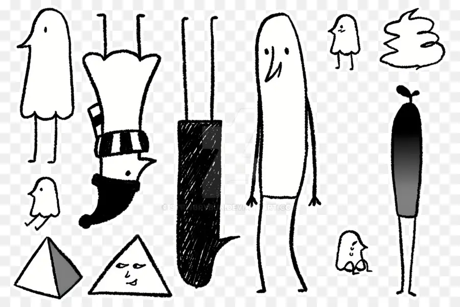 Gute Nacht Punpun Manga Wortspiel Pun Schwarz -Weiß -Formen Dreiecke - Verspielte Cartoonformen in Schwarz und Weiß