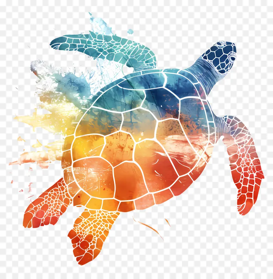 Schildkröte Silhouette Turtle Ellipsoid farbenfrohe Lebendigkeit - Farbenfrohe, ellipsoide Schildkröte mit lebendiger Hülle