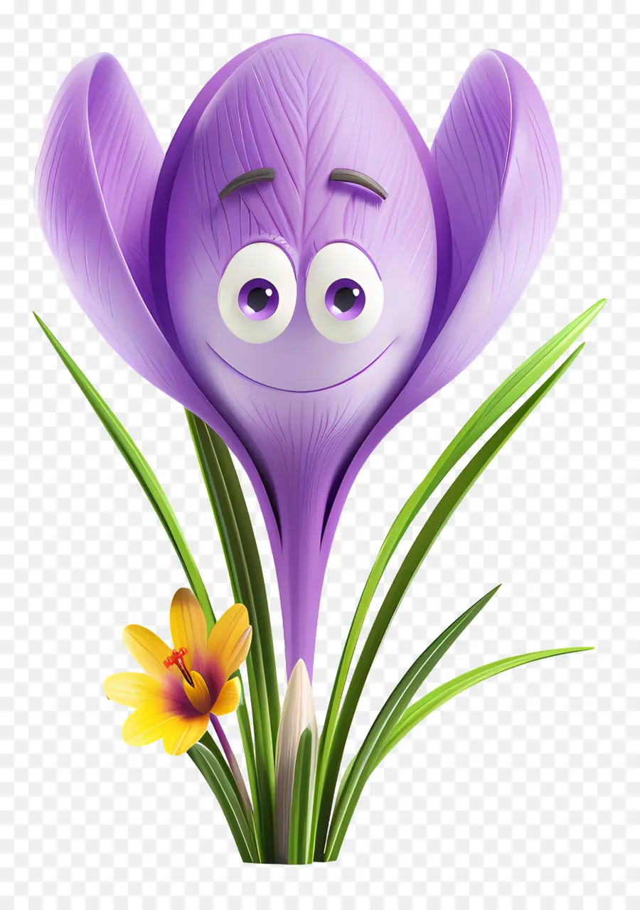 hoa tím - Nhân vật hoạt hình hoa màu tím với đôi mắt to