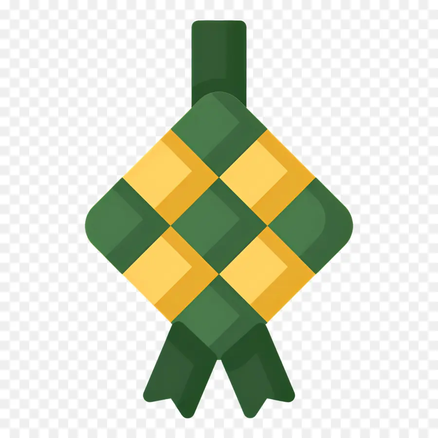 Ketupat - Handwerklich grünes und gelb gewebter Stoff