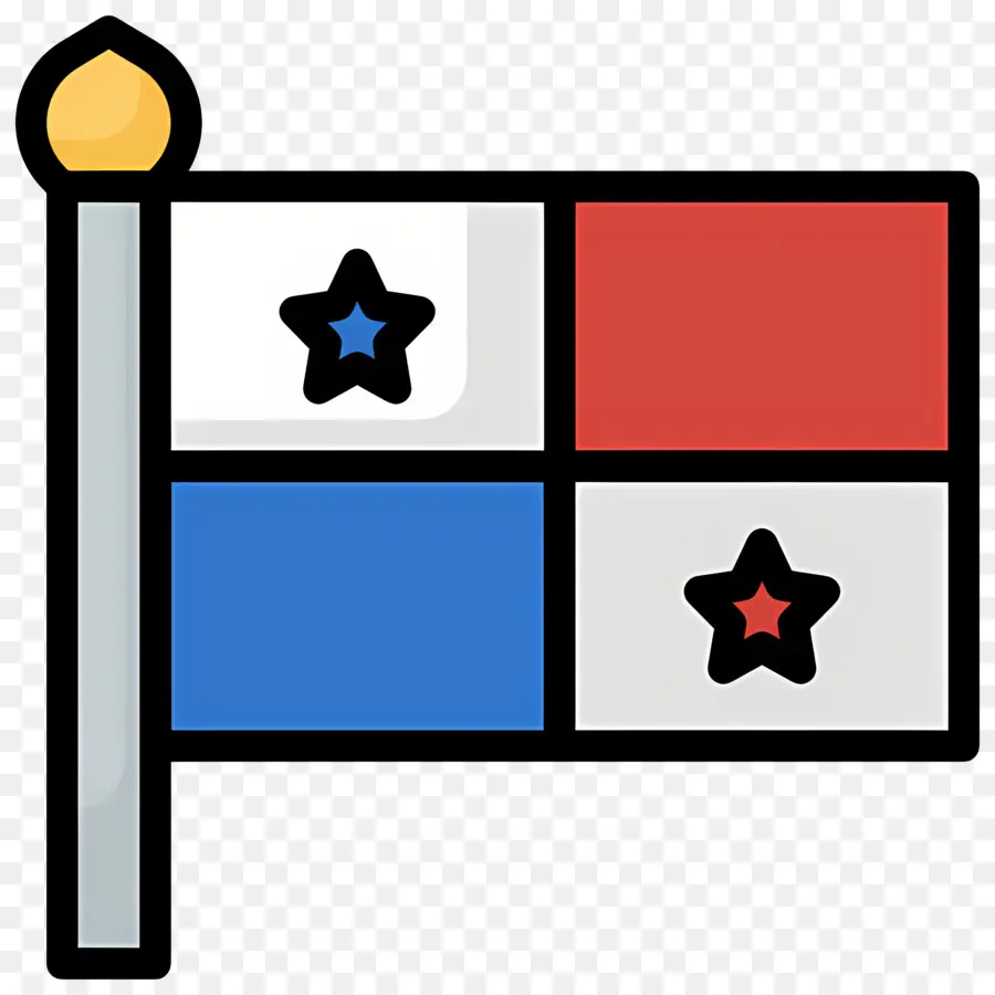bandiera americana - Stripes di rosso, bianco, blu, stelle, palo d'oro