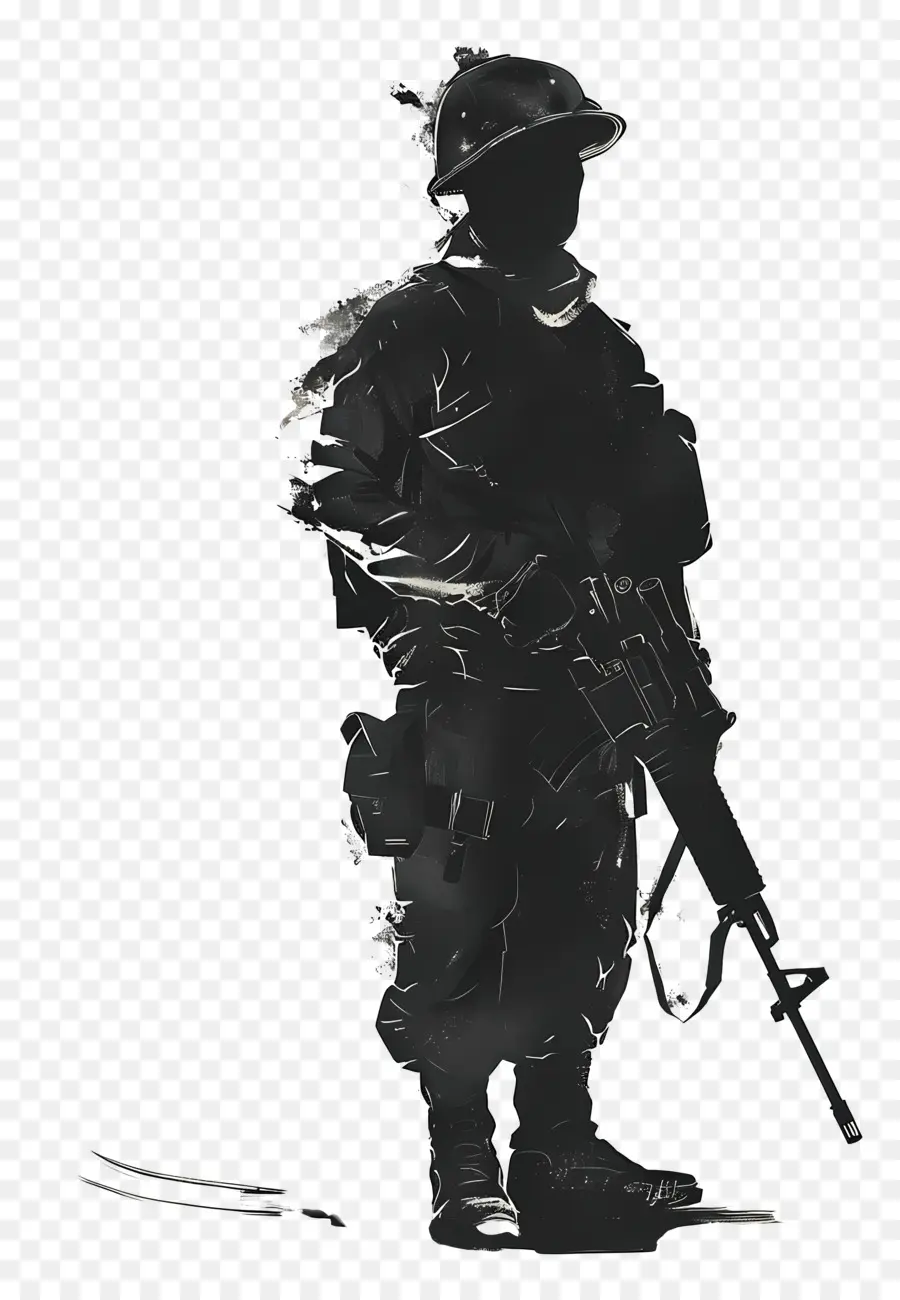 Silhouette da combattimento per casco da fucile da soldato - Soldato in silhouette pronto per il combattimento