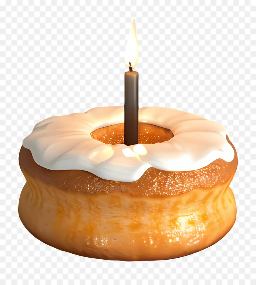 kleine Kuchenkerzen -Kuchencreme -Füllglasur - Single Kerze auf Creme gefüllt Kuchen, hell brennt