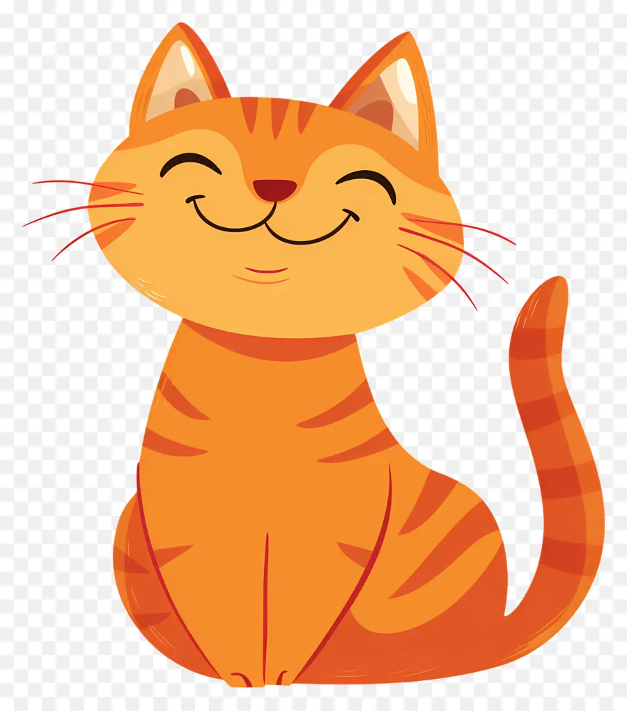 cartone animato gatto - Cartoon Cat seduto felicemente con gli occhi chiusi