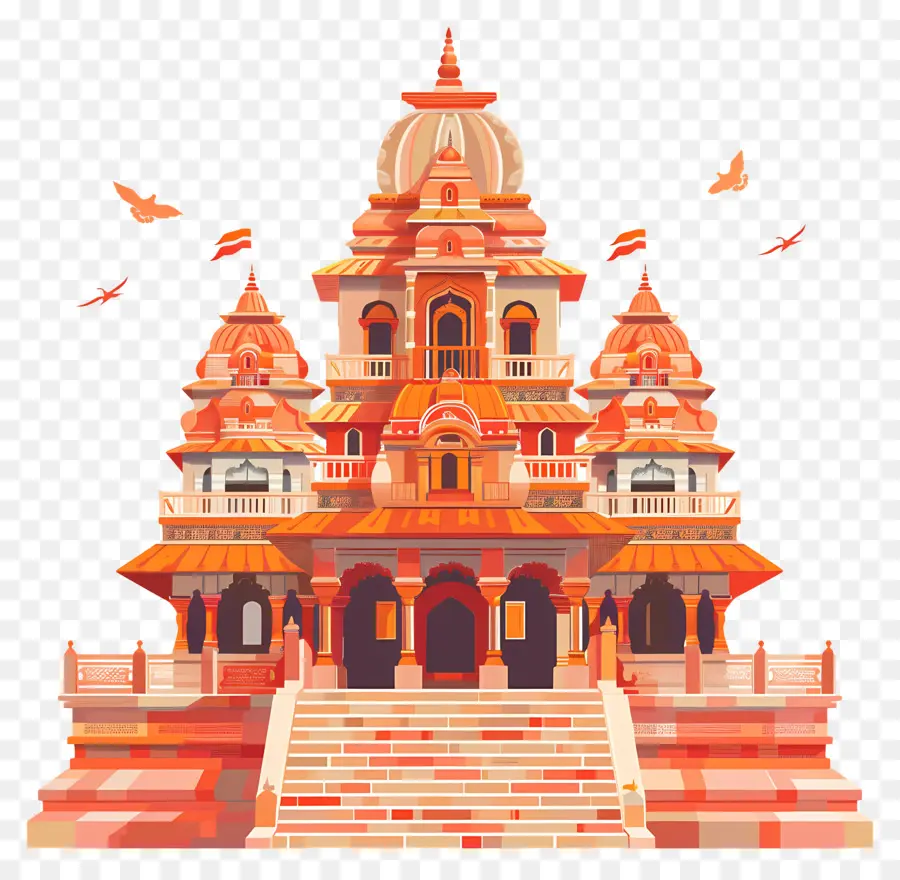 Ram Mandir Temple Kiến trúc Ấn Độ Kiến trúc trang trí công phu Đền thờ cổ đại - Đền Ấn Độ giáo trang trí công phu với kiến ​​trúc phức tạp