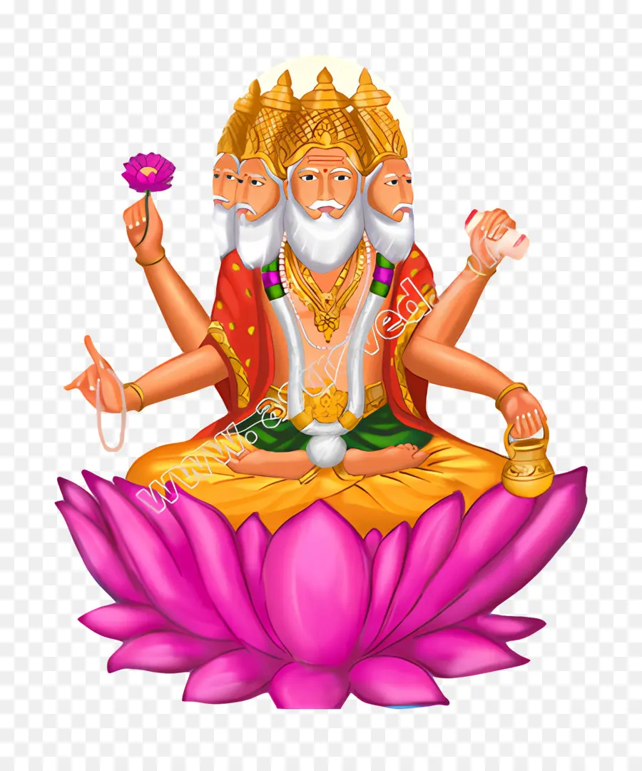 Lotusblüte - Vishnu Gottheit auf Lotus mit vier Armen
