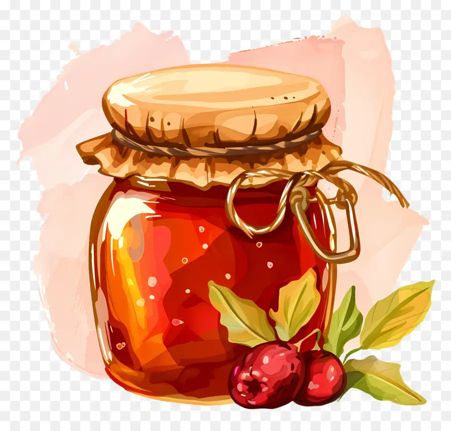 jar of jam cranberry jelly jar leaves berries