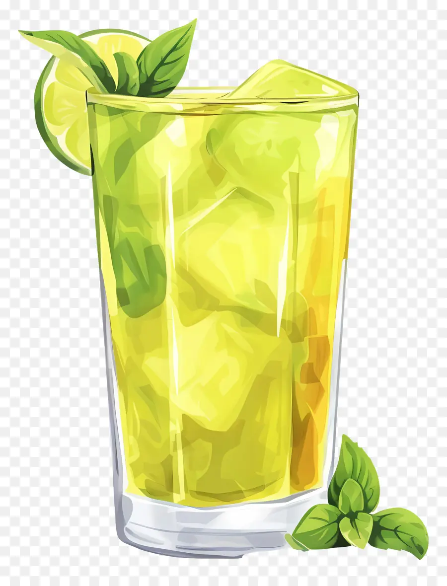 Sommergetränk - Erfrischendes grünes Getränk mit Limette und Minze