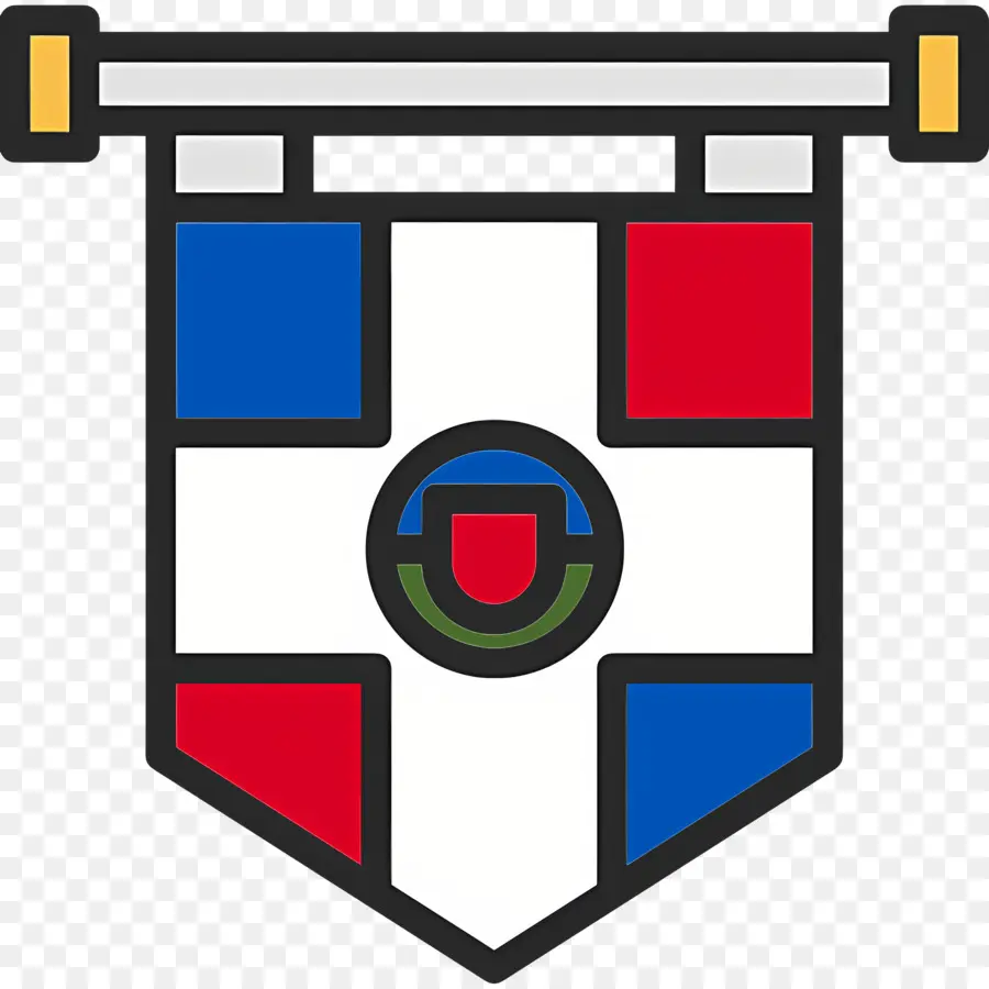 Bandiera della Repubblica Dominicana Coat of Arms Lion Fleur-De-Lis Shield - Stemma che mostra leone e motto