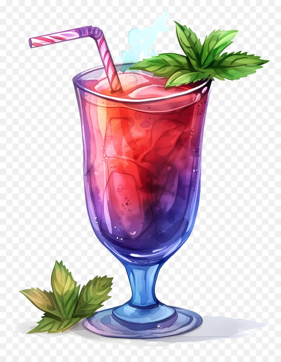 mùa hè uống - Đồ uống có vành màu hồng với bạc hà và rơm