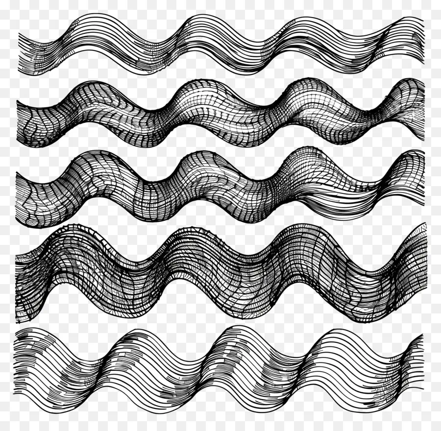 Wellige Linien abstrakte Kunst schwarz -weiße geometrische Muster minimalistisches Design - Abstrakte schwarz -weiße wellige Linien