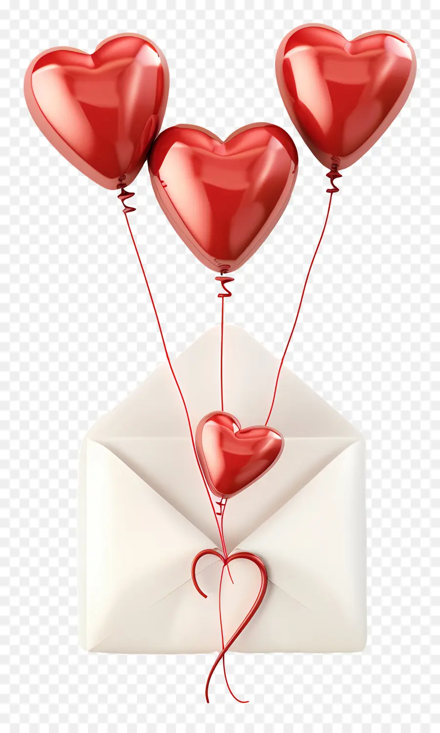 Roter Ballon - Herzballon mit Liebesbrief im Umschlag